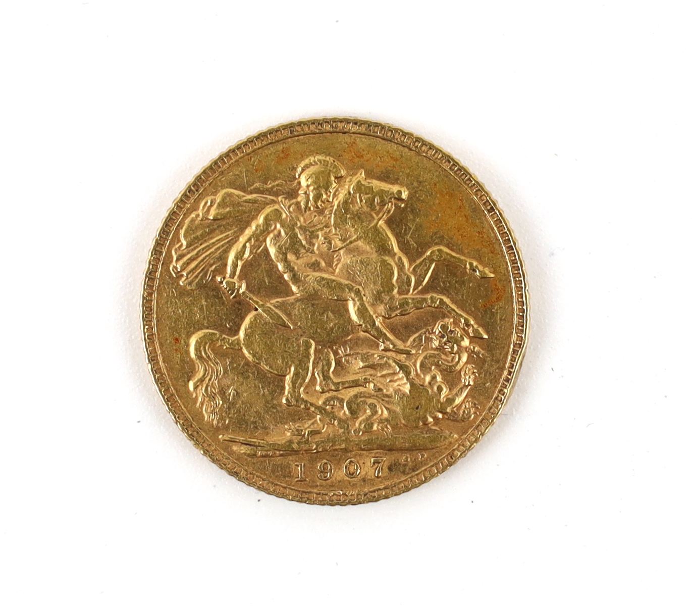 British Gold Coins, Edward VII sovereign, 1907, VF (S3969)